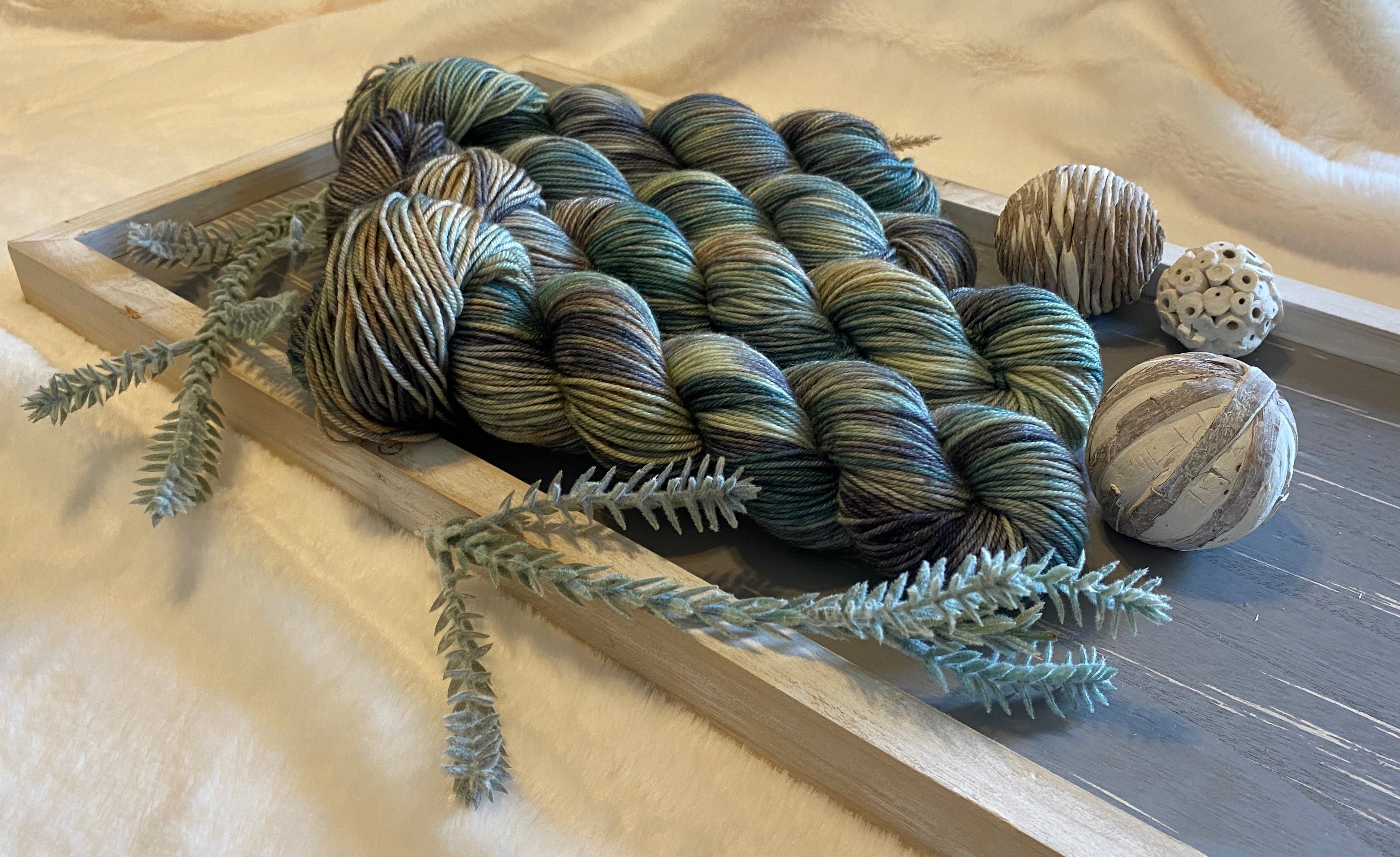 Hand dyed yarn, Colourway: Sage