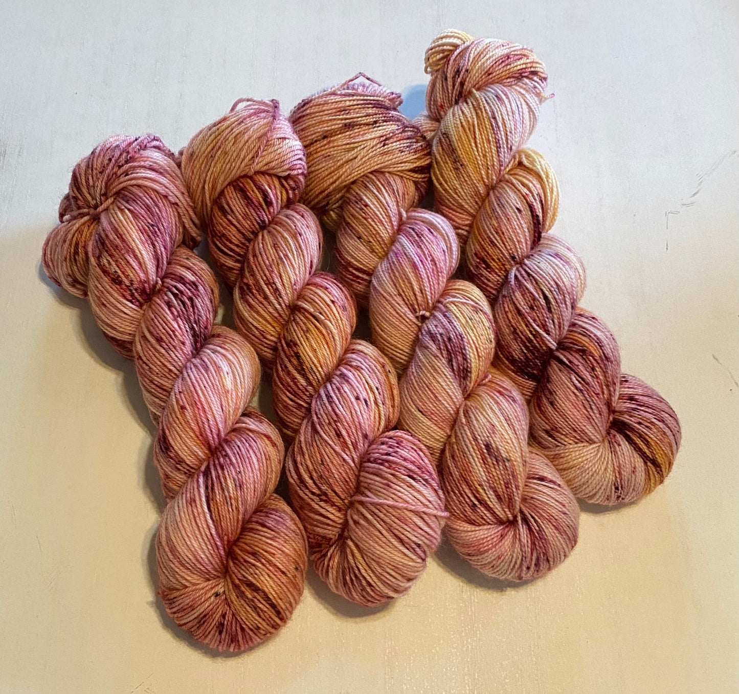 Raspberry Lemon Cheesecake (Variegated/Speckled) - Millie & Maggie Fiber Arts